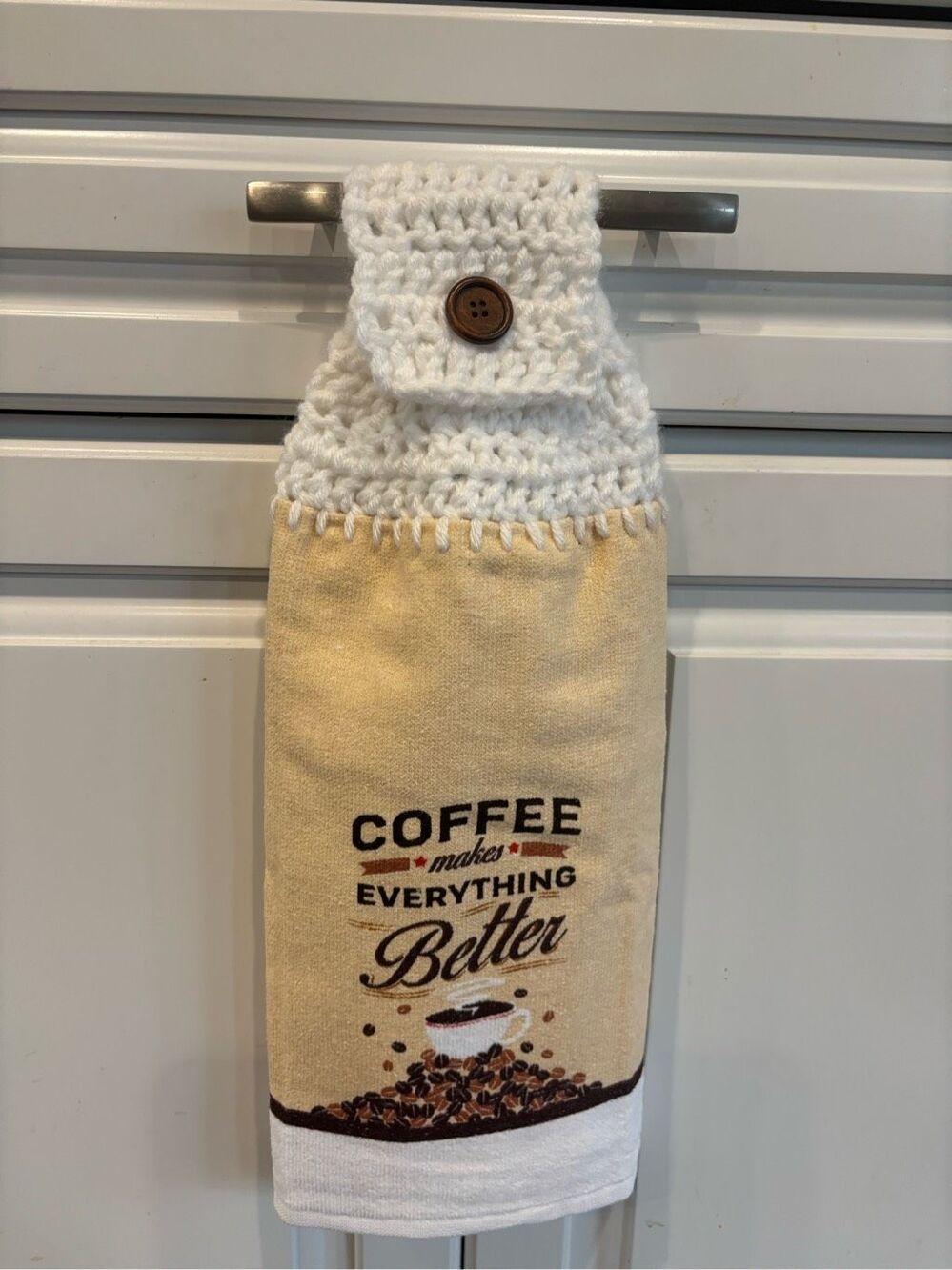 Crochet Top Kitchen towel-Coffee makes everything better